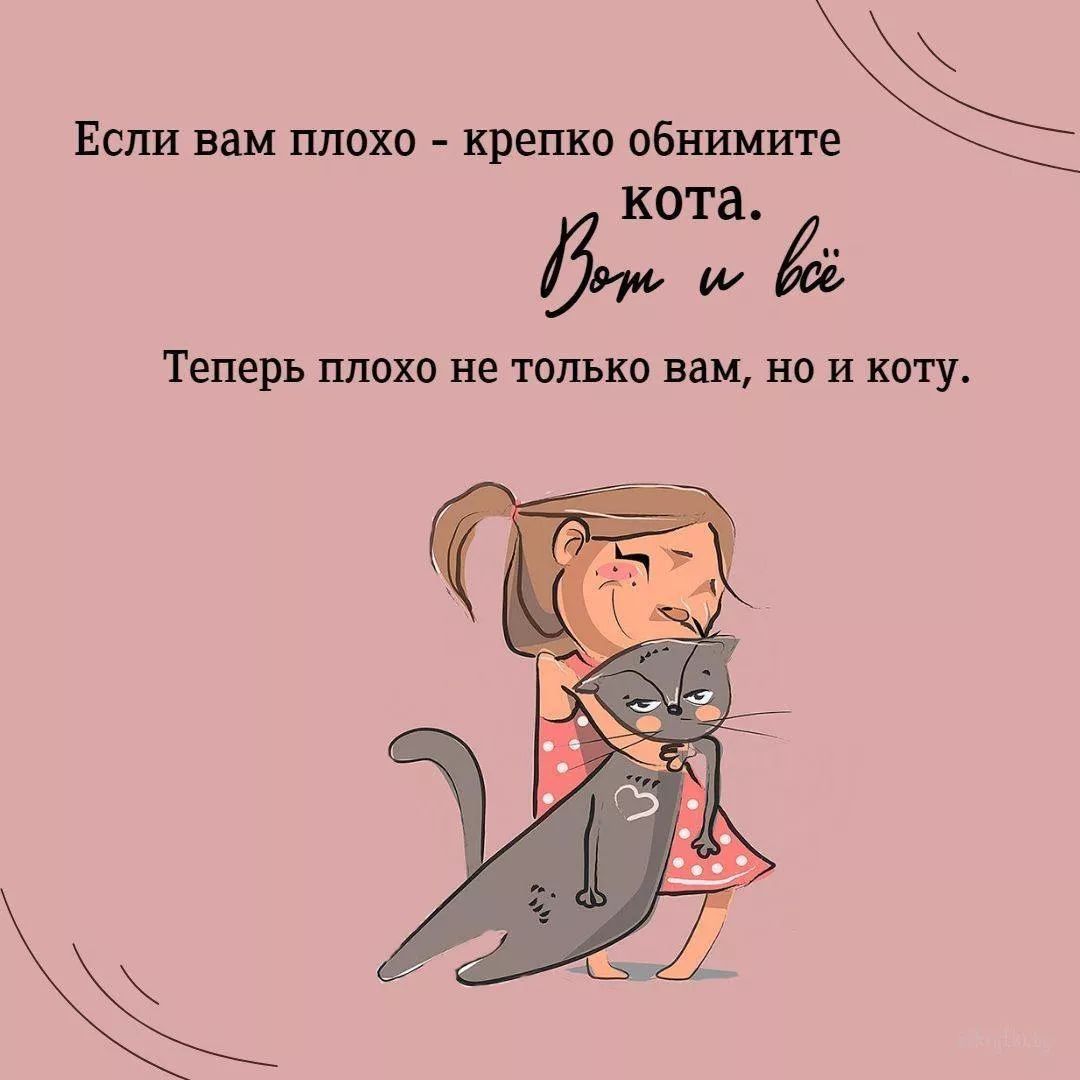 Если вам плохо - крепко обнимите кота. Вот и всё. Теперь плохо не только вам, но и коту.