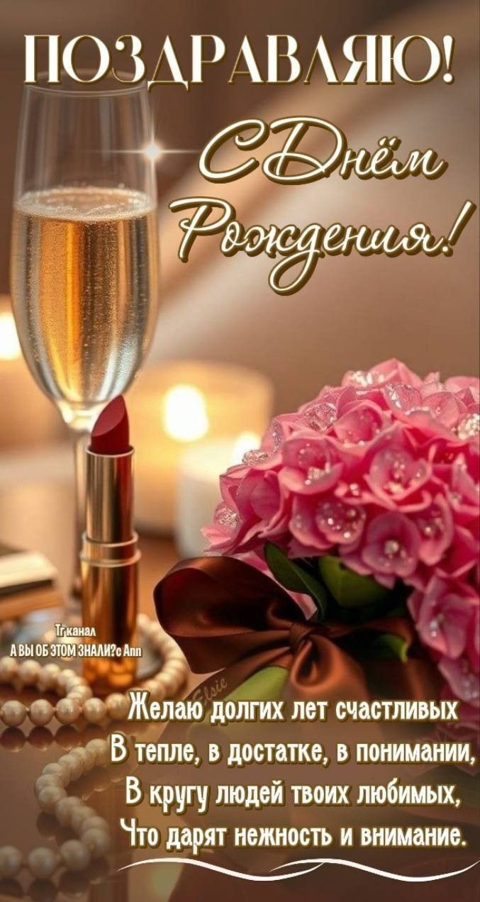 ПОЗДРАВЛЯЮ! С Днём Рождения! Тг канал А вы об этом знали? с Ann Elsie Желаю долгих лет счастливых В тепле, в достатке, в понимании, В кругу людей твоих любимых, Что дарят нежность и внимание.