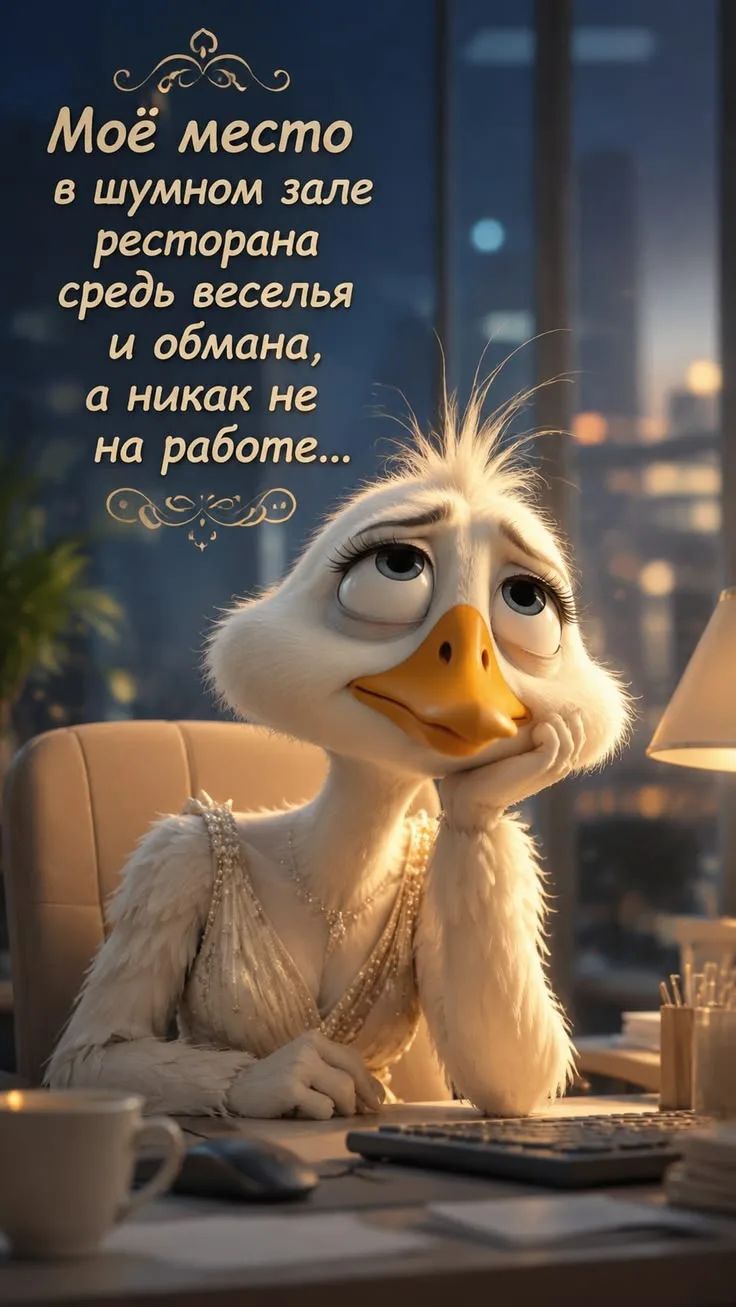 Моё место в шумном зале ресторана среди веселья и обмана, а никак не на работе...