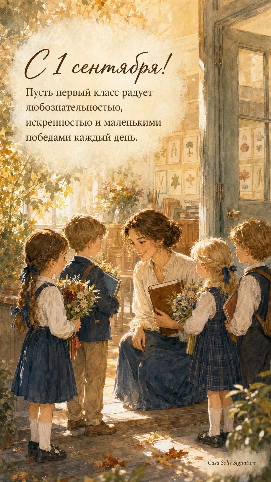 С 1 сентября! Пусть первый класс радует любознательностью, искренностью и маленькими победами каждый день.