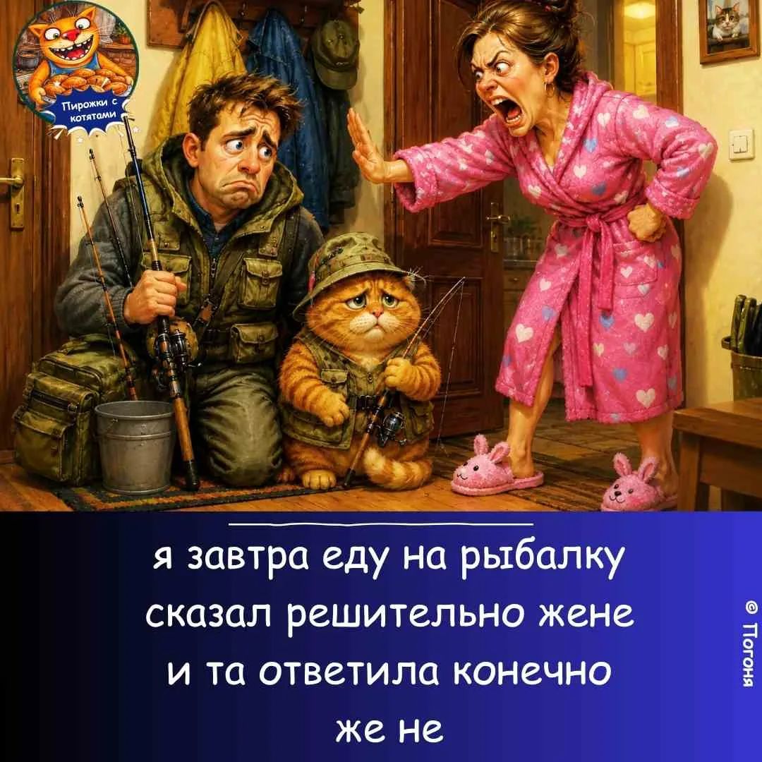 я завтра еду на рыбалку сказал решительно жене и та ответила конечно же не
