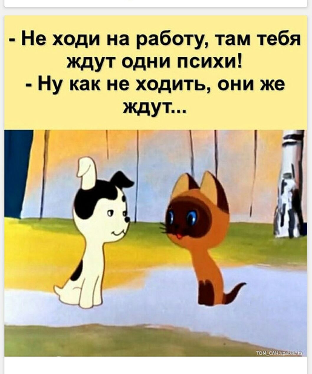 - Не ходи на работу, там тебя ждут одни психи! - Ну как не ходить, они же ждут...