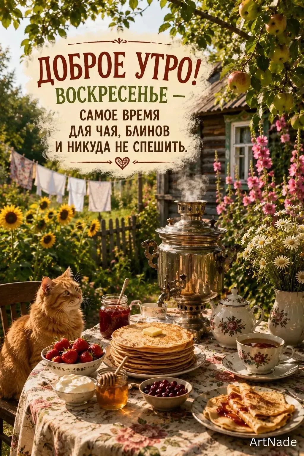 ДОБРОЕ УТРО! ВОСКРЕСЕНЬЕ — САМОЕ ВРЕМЯ ДЛЯ ЧАЯ, БЛИНОВ И НИКУДА НЕ СПЕШИТЬ.