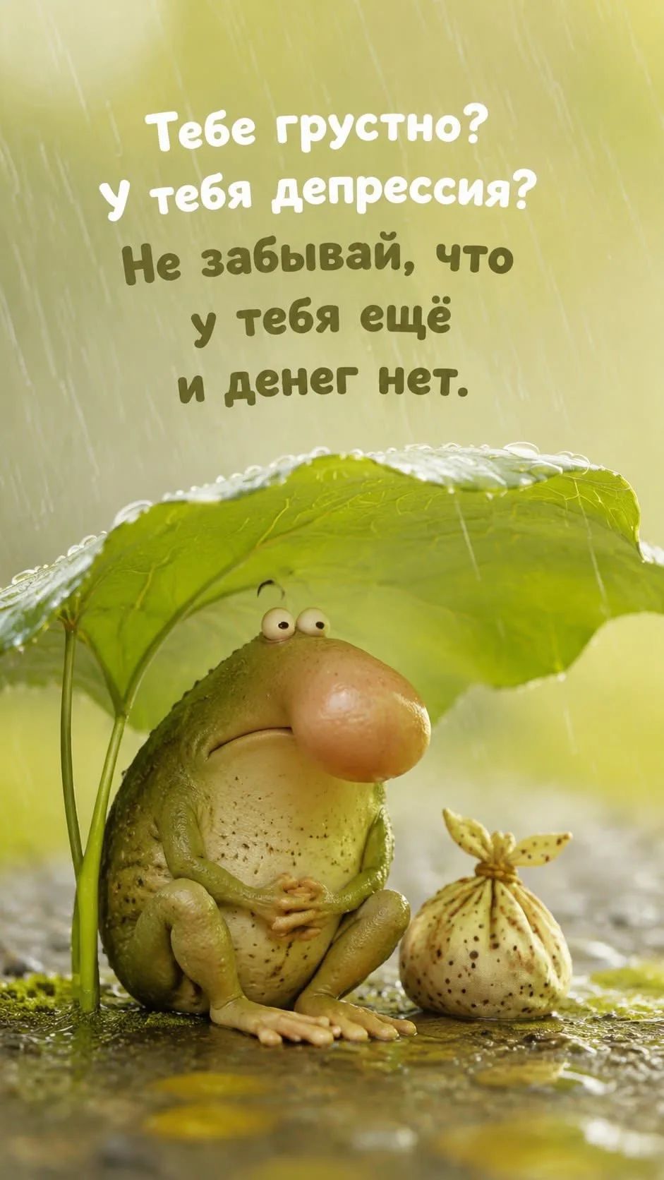 Тебе грустно? У тебя депрессия? Не забывай, что у тебя ещё и денег нет.