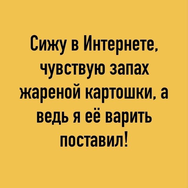 Сижу в Интернете, чувствую запах жареной картошки, а ведь я её варить поставил!