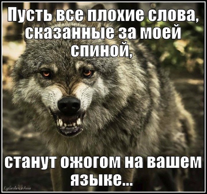 Пусть все плохие слова, сказанные за моей спиной, станут ожогом на вашем языке...