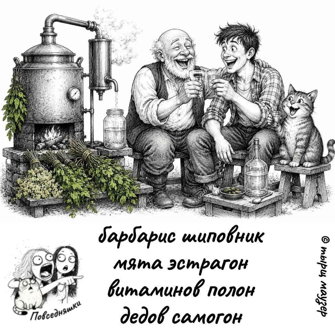 Барбарис шиповник мята эстрагон витаминов полон дедов самогон Повседневняшки © Игорь Маузер