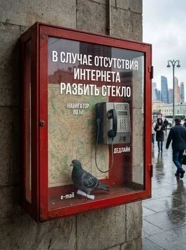 В случае отсутствия интернета разбить стекло. Навигатор 80 М. Дедлайн. e-mail.