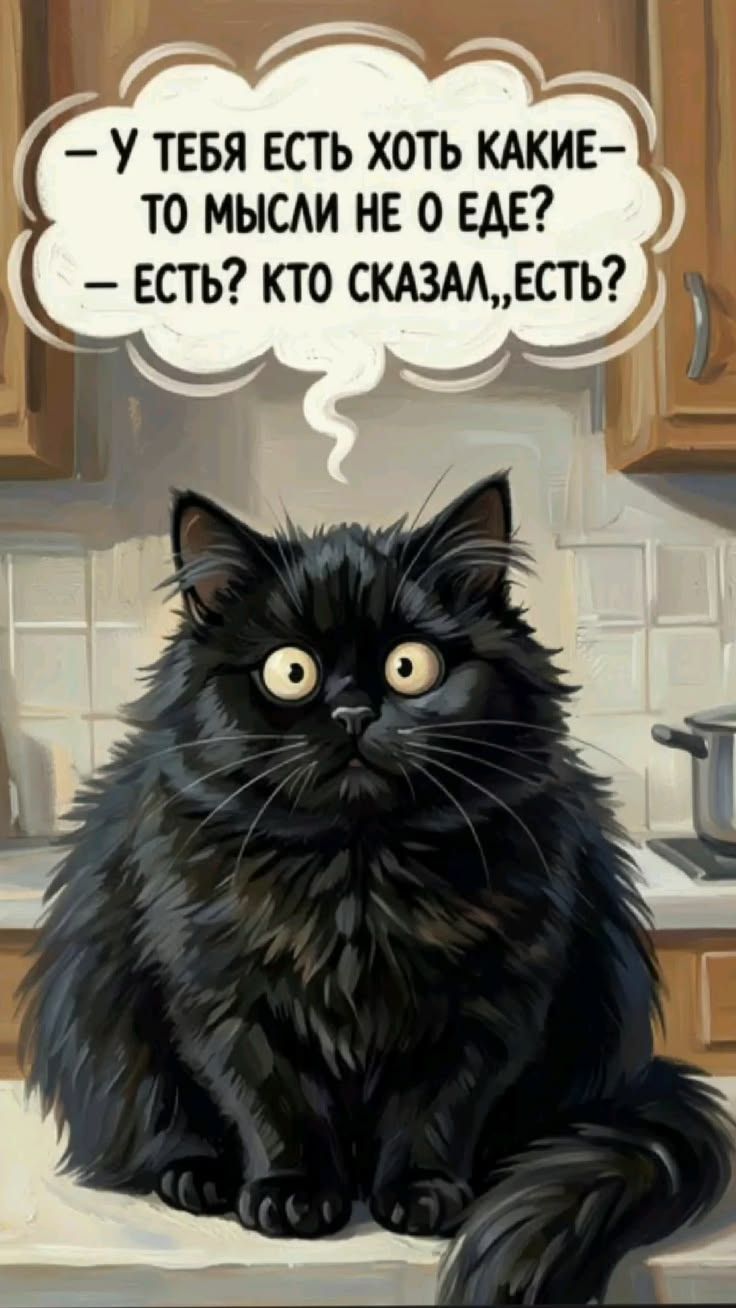 — У тебя есть хоть какие-то мысли не о еде? — Есть? Кто сказал,,есть?