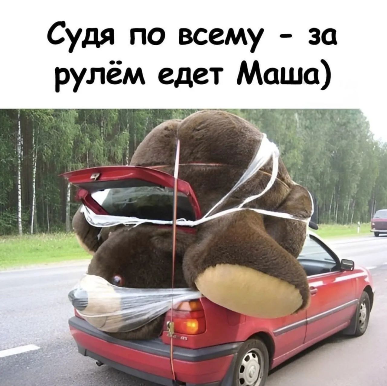 Судя по всему - за рулём едет Маша)