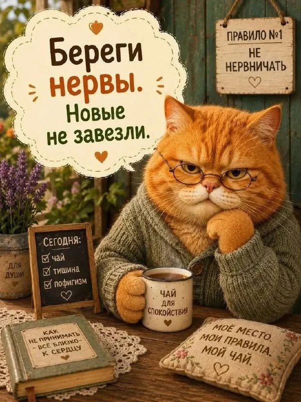 Береги нервы. Новые не завезли. ПРАВИЛО №1 НЕ НЕРВНИЧАТЬ. СЕГОДНЯ: чай, тишина, пофигизм. ЧАЙ ДЛЯ СПОКОЙСТВИЯ. КАК НЕ ПРИНИМАТЬ - ВСЁ БЛИЗКО- К СЕРДЦУ. МОЁ МЕСТО. МОИ ПРАВИЛА. МОЙ ЧАЙ. ДЛЯ ДУШИ.
