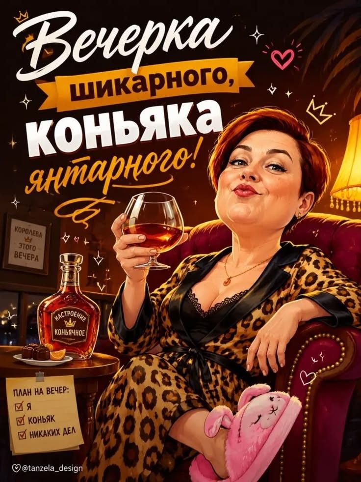 Вечерка шикарного, коньяка янтарного! План на вечер: я, коньяк, никаких дел