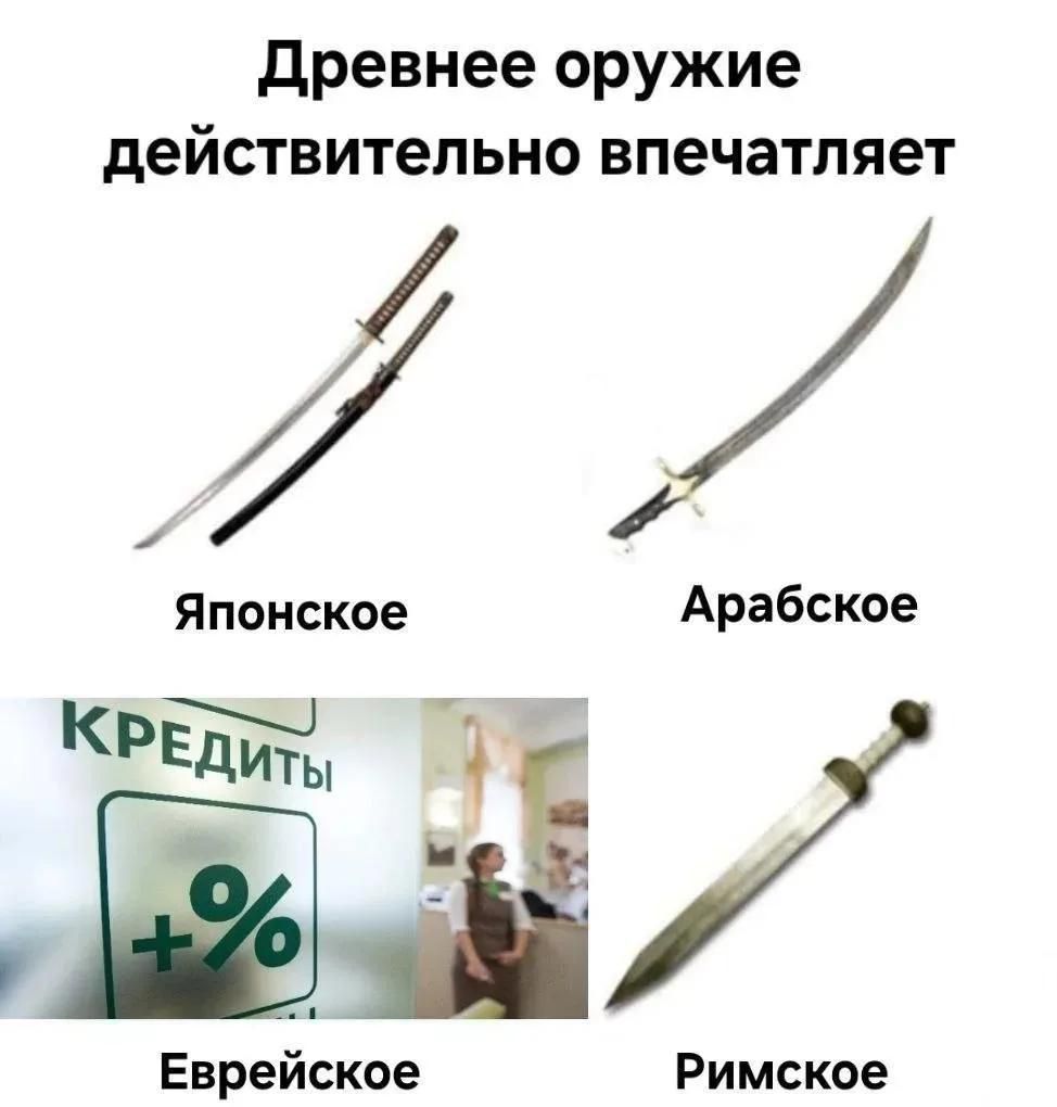Древнее оружие действительно впечатляет Японское Арабское Кредиты % Еврейское Римское