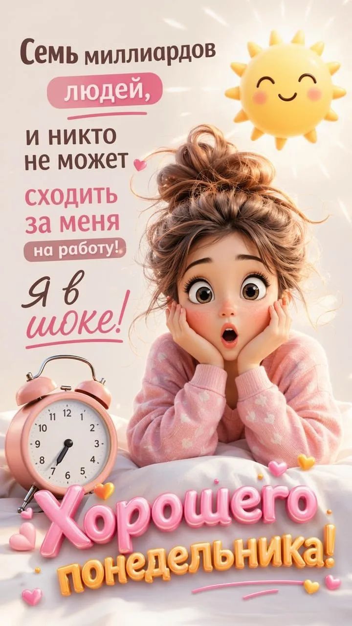 Семь миллиардов людей, и никто не может сходить за меня на работу! Я в шоке! Хорошего понедельника!
