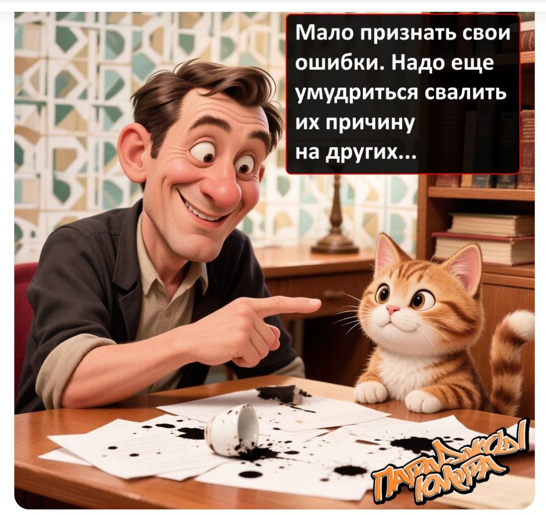 Мало признать свои ошибки. Надо еще умудриться свалить их причину на других...
