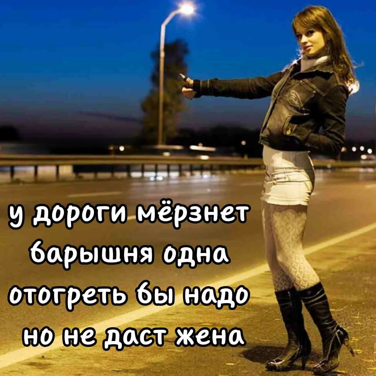 У дороги мёрзнет барышня одна отогреть бы надо но не даст жена