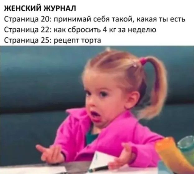ЖЕНСКИЙ ЖУРНАЛ Страница 20: принимай себя такой, какая ты есть Страница 22: как сбросить 4 кг за неделю Страница 25: рецепт торта