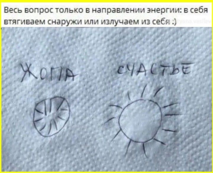 Весь вопрос только в направлении энергии: в себя втягиваем снаружи или излучаем из себя :) ЖОПА СЧАСТЬЕ