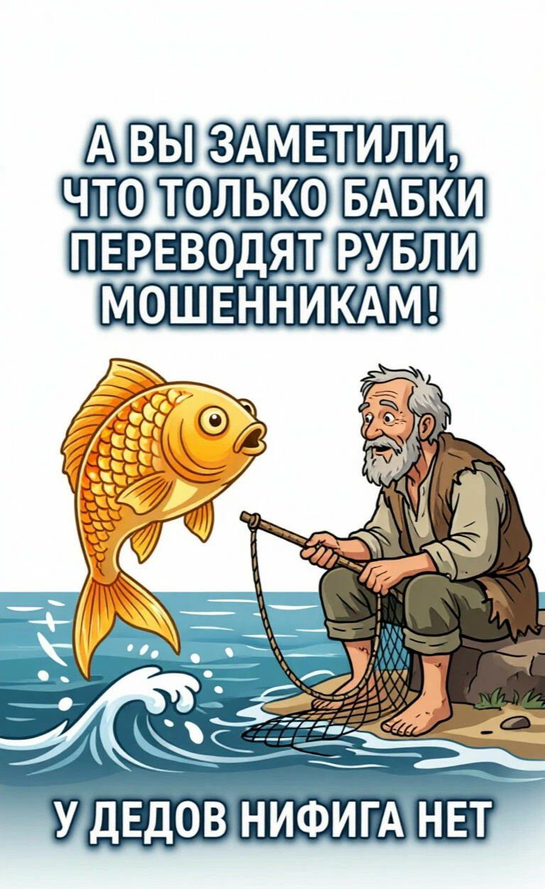 А ВЫ ЗАМЕТИЛИ, ЧТО ТОЛЬКО БАБКИ ПЕРЕВОДЯТ РУБЛИ МОШЕННИКАМ! У ДЕДОВ НИФИГА НЕТ