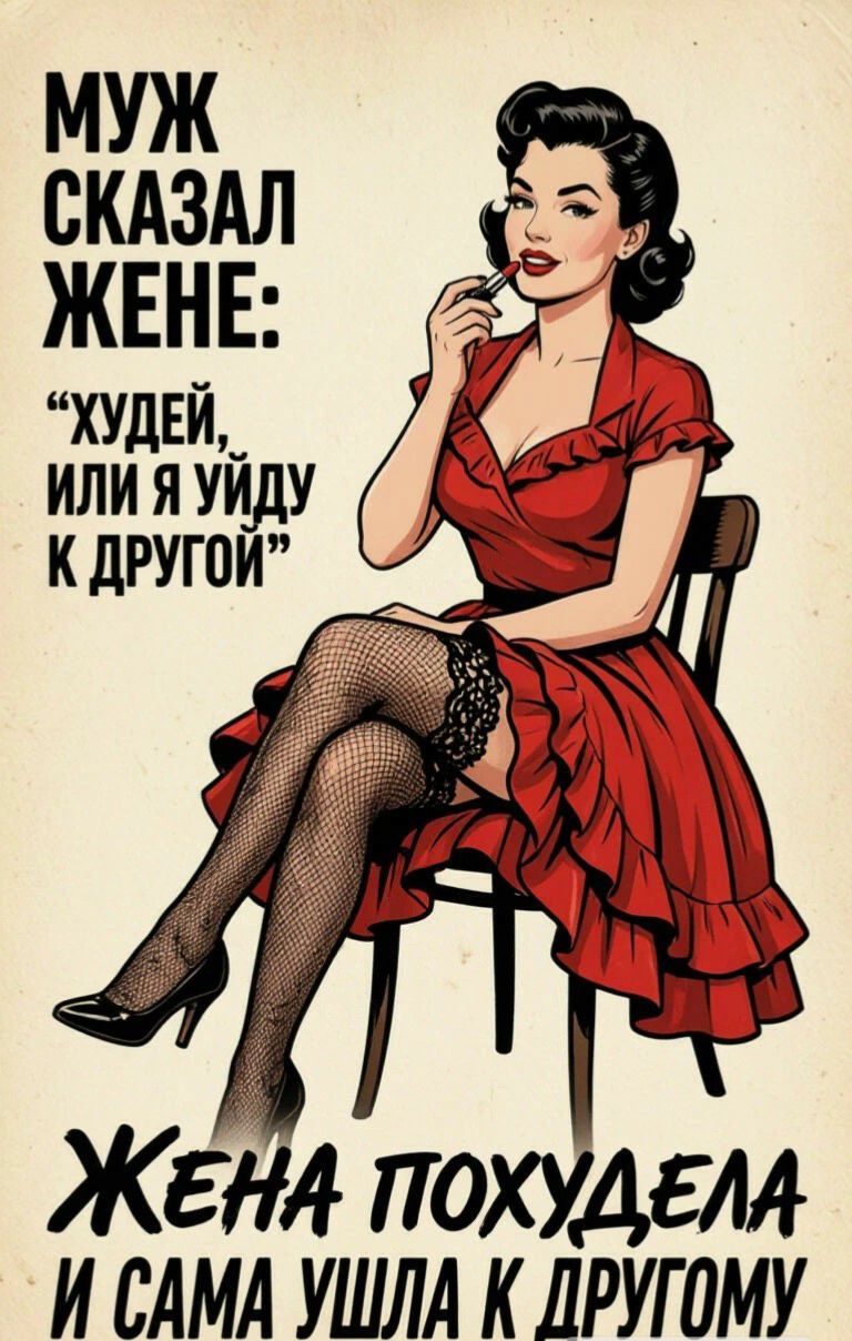 Муж сказал жене: Худей, или я уйду к другой. Жена похудела и сама ушла к другому