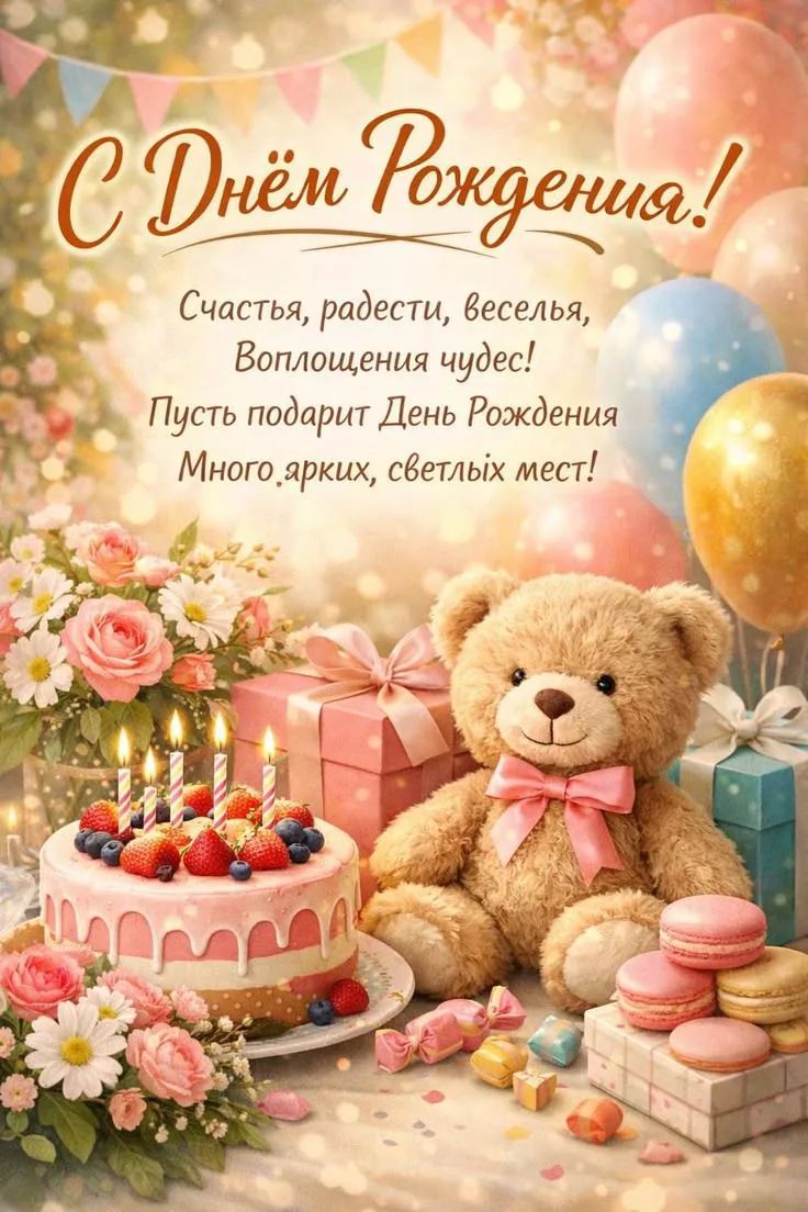 С Днём Рождения! Счастья, радости, веселья, Воплощения чудес! Пусть подарит День Рождения Много ярких, светлых мест!
