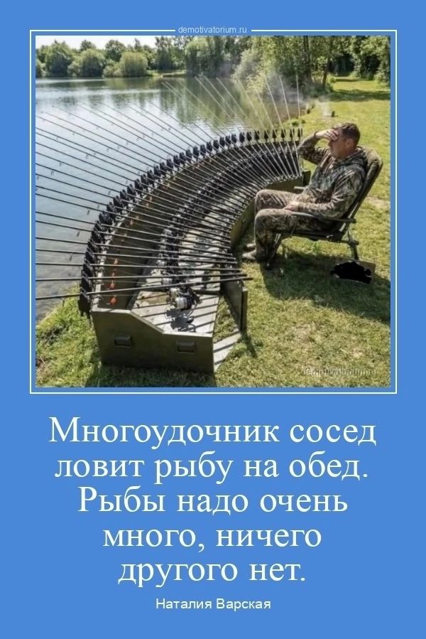 Многоудочник сосед ловит рыбу на обед. Рыбы надо очень много, ничего другого нет. Наталия Варская