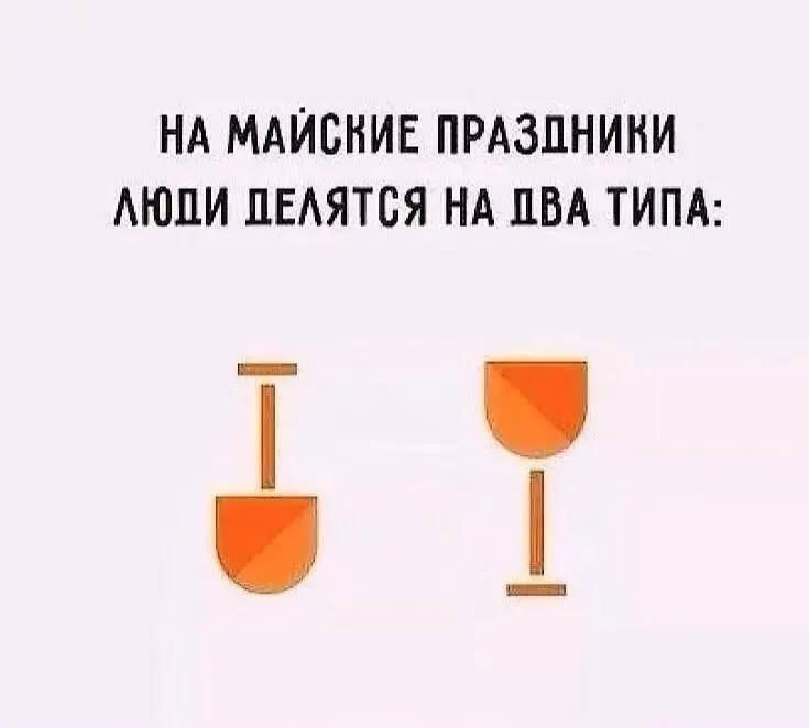 НА МАЙСКИЕ ПРАЗДНИКИ ЛЮДИ ДЕЛЯТСЯ НА ДВА ТИПА: