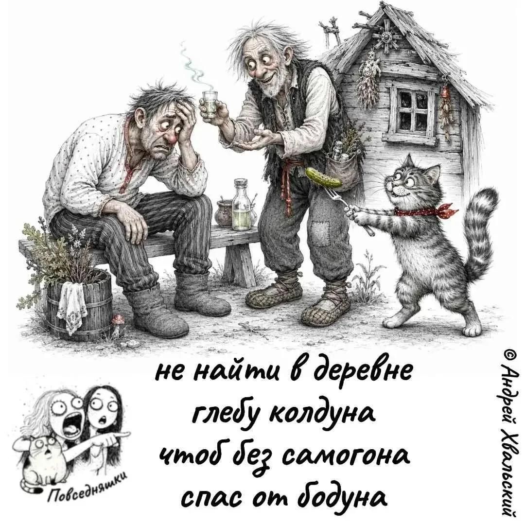 не найти в деревне глебу колдуна чтоб без самогона спас от бодуна Повседневняшки © Андрей Хвальский