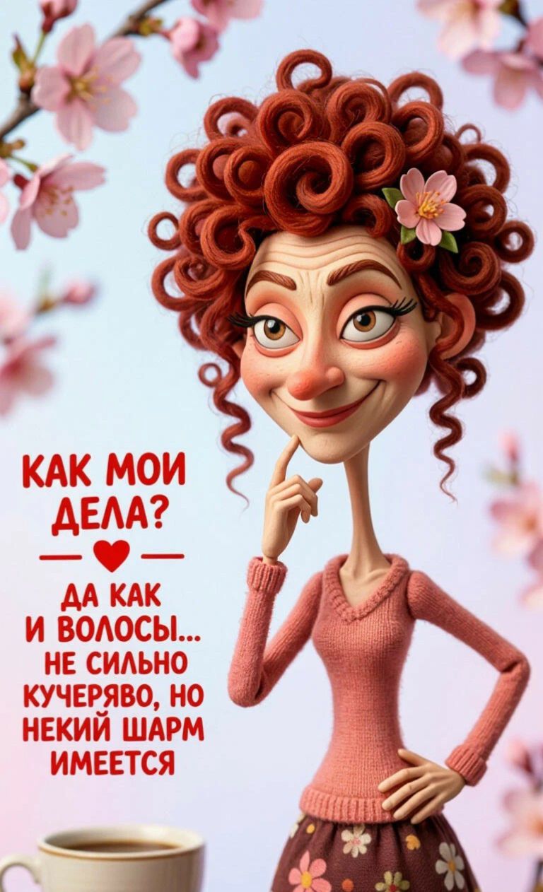 КАК МОИ ДЕЛА? ДА КАК И ВОЛОСЫ... НЕ СИЛЬНО КУЧЕРЯВО, НО НЕКИЙ ШАРМ ИМЕЕТСЯ