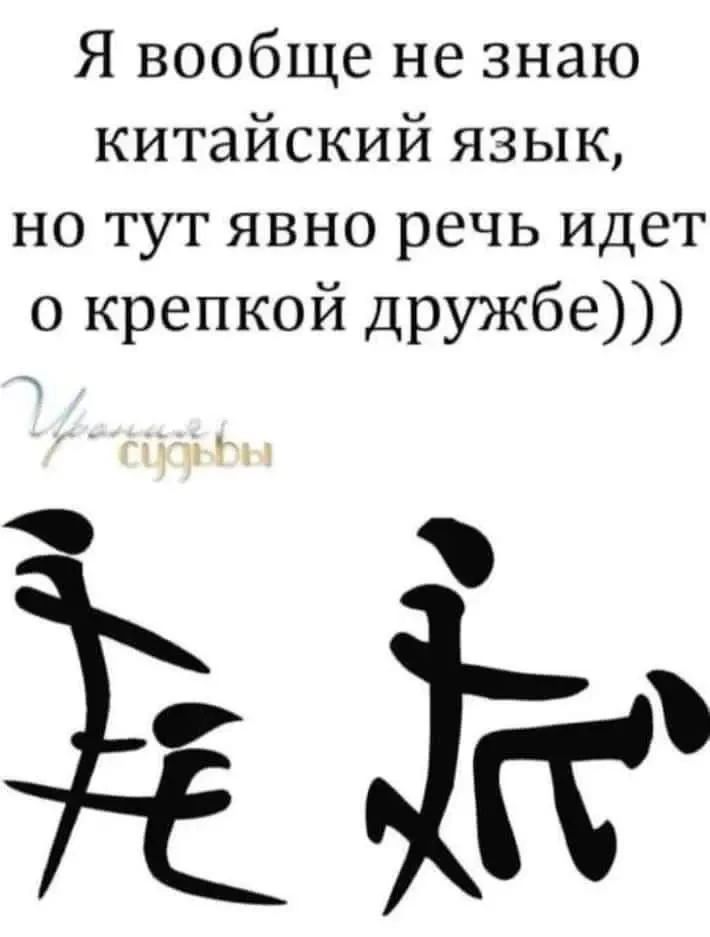Я вообще не знаю китайский язык, но тут явно речь идет о крепкой дружбе))) Ирония судьбы