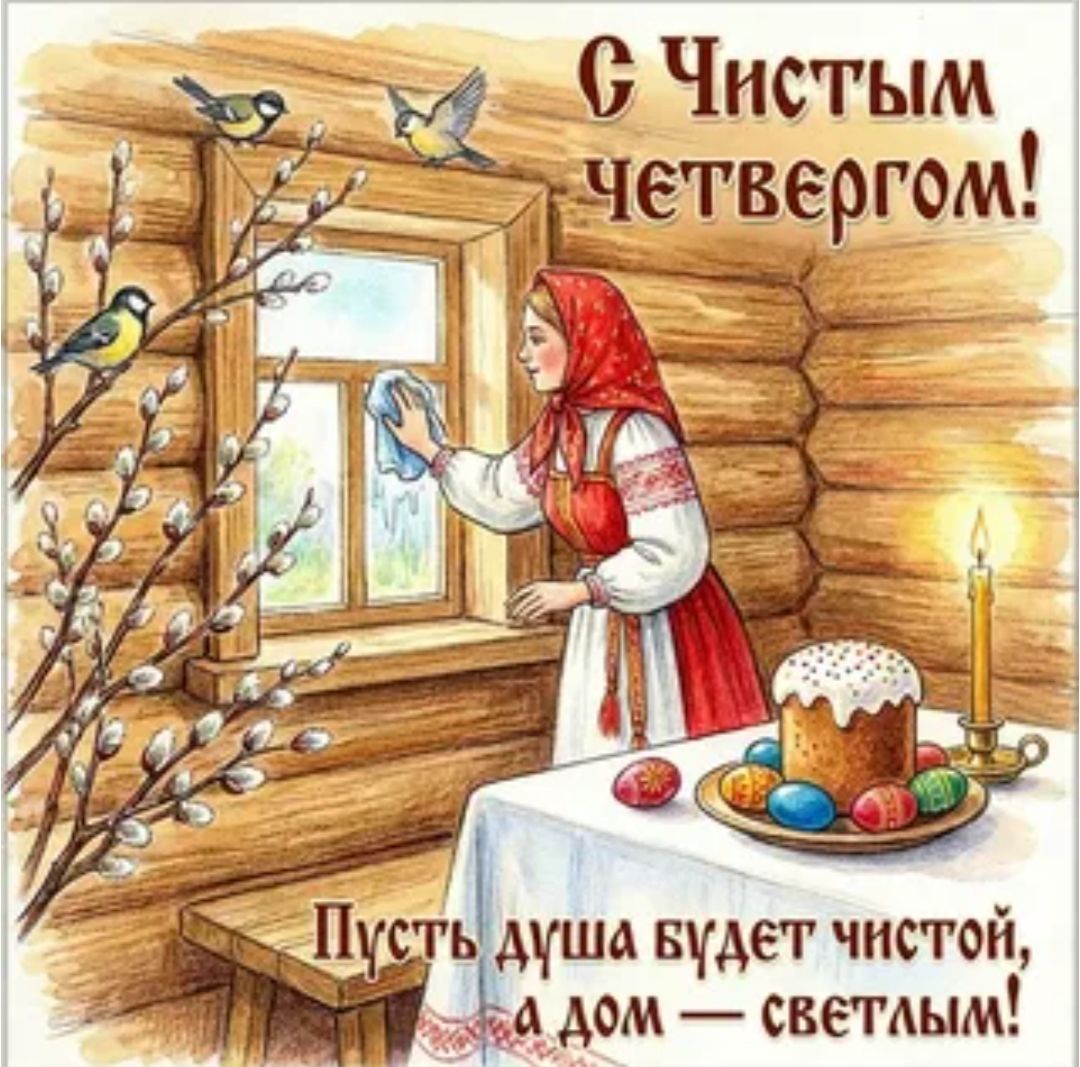 С Чистым четвергом! Пусть душа будет чистой, а дом — светлым!