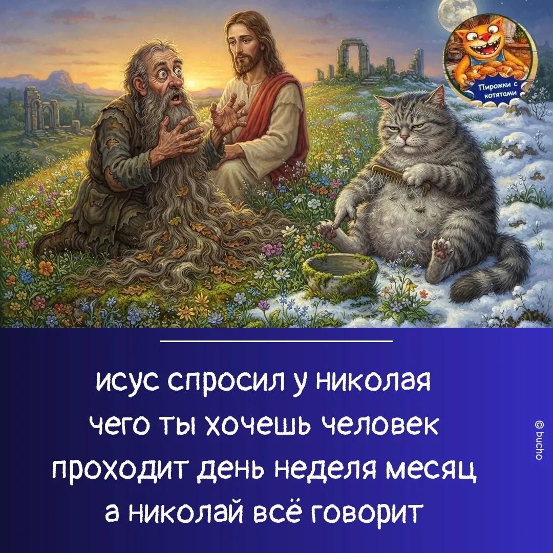 Иисус спросил у Николая: «Чего ты хочешь, человек?» Проходит день, неделя, месяц, а Николай всё говорит.