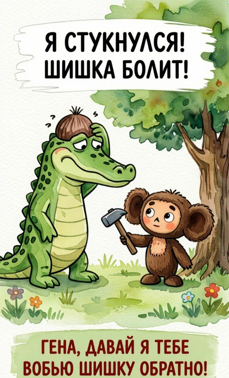 Я стукнулся! Шишка болит! Гена, давай я тебе вобью шишку обратно!