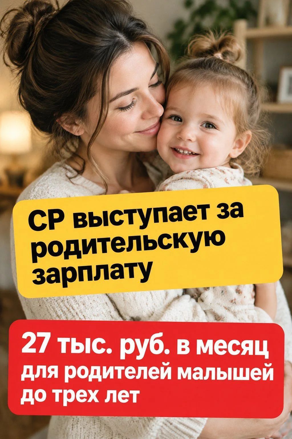 СР выступает за родительскую зарплату. 27 тыс. руб. в месяц для родителей малышей до трех лет