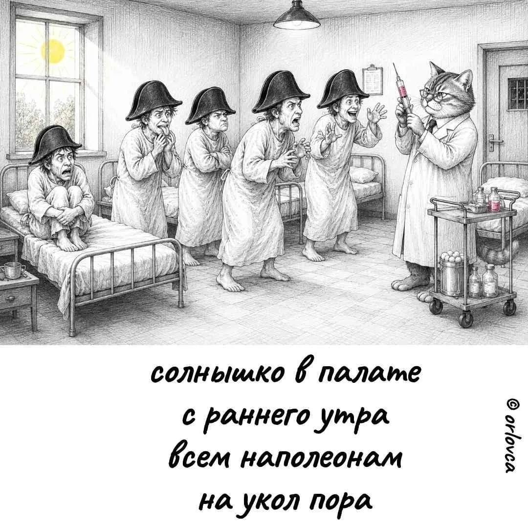 солнышко в палате с раннего утра всем наполеонам на укол пора