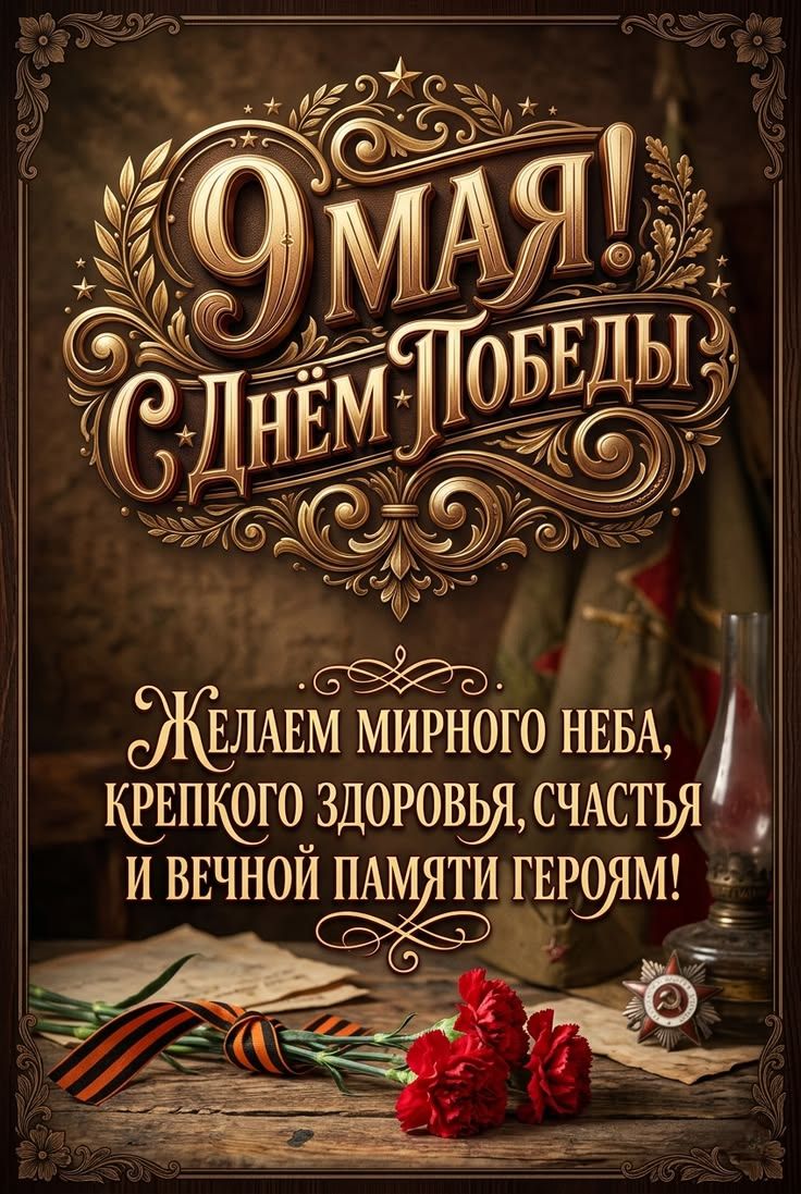 9 МАЯ! С Днём Победы! Желаем мирного неба, крепкого здоровья, счастья и вечной памяти героям!