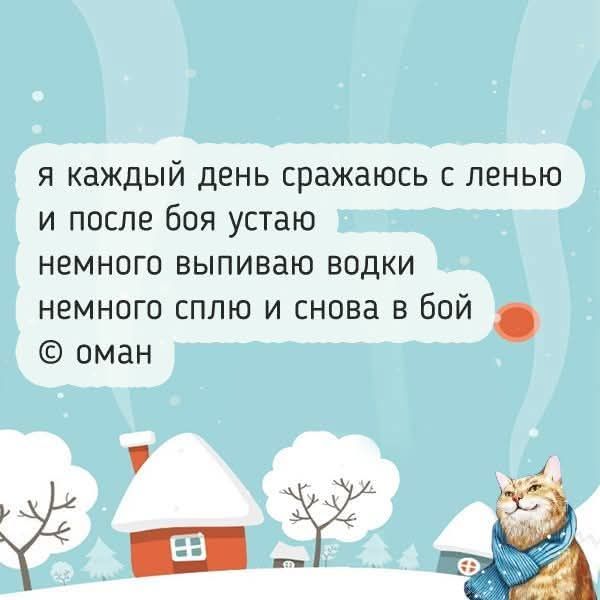 я каждый день сражаюсь с ленью и после боя устаю немного выпиваю водки немного сплю и снова в бой © оман