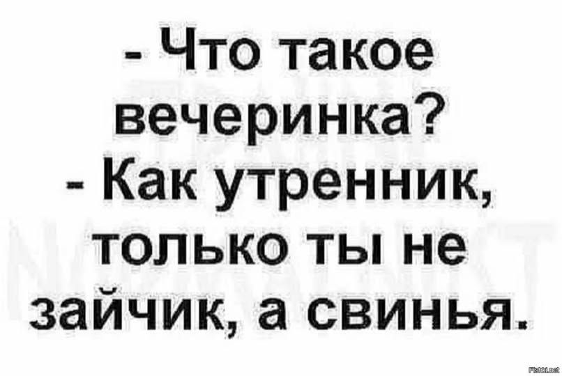 Что такое вечеринка? Как утренник, только ты не зайчик, а свинья.