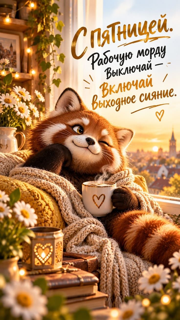 С пятницей. Рабочую морду выключай — включай выходное сияние.