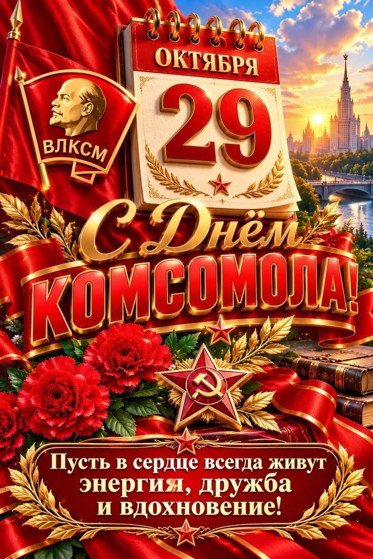 29 октября С Днём Комсомола! Пусть в сердце всегда живут энергия, дружба и вдохновение!