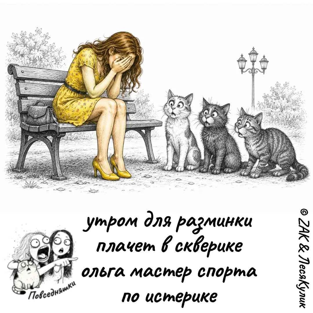 утром для разминки плачет в скверике ольга мастер спорта по истерике
