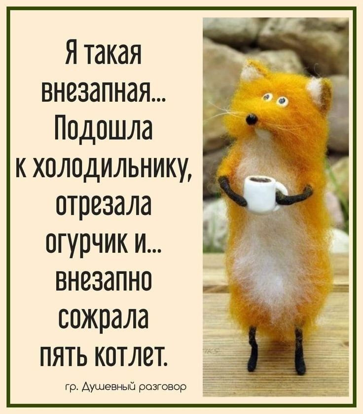 Я такая внезапная... Подошла к холодильнику, отрезала огурчик и... внезапно сожрала пять котлет. гр. Душевный разговор
