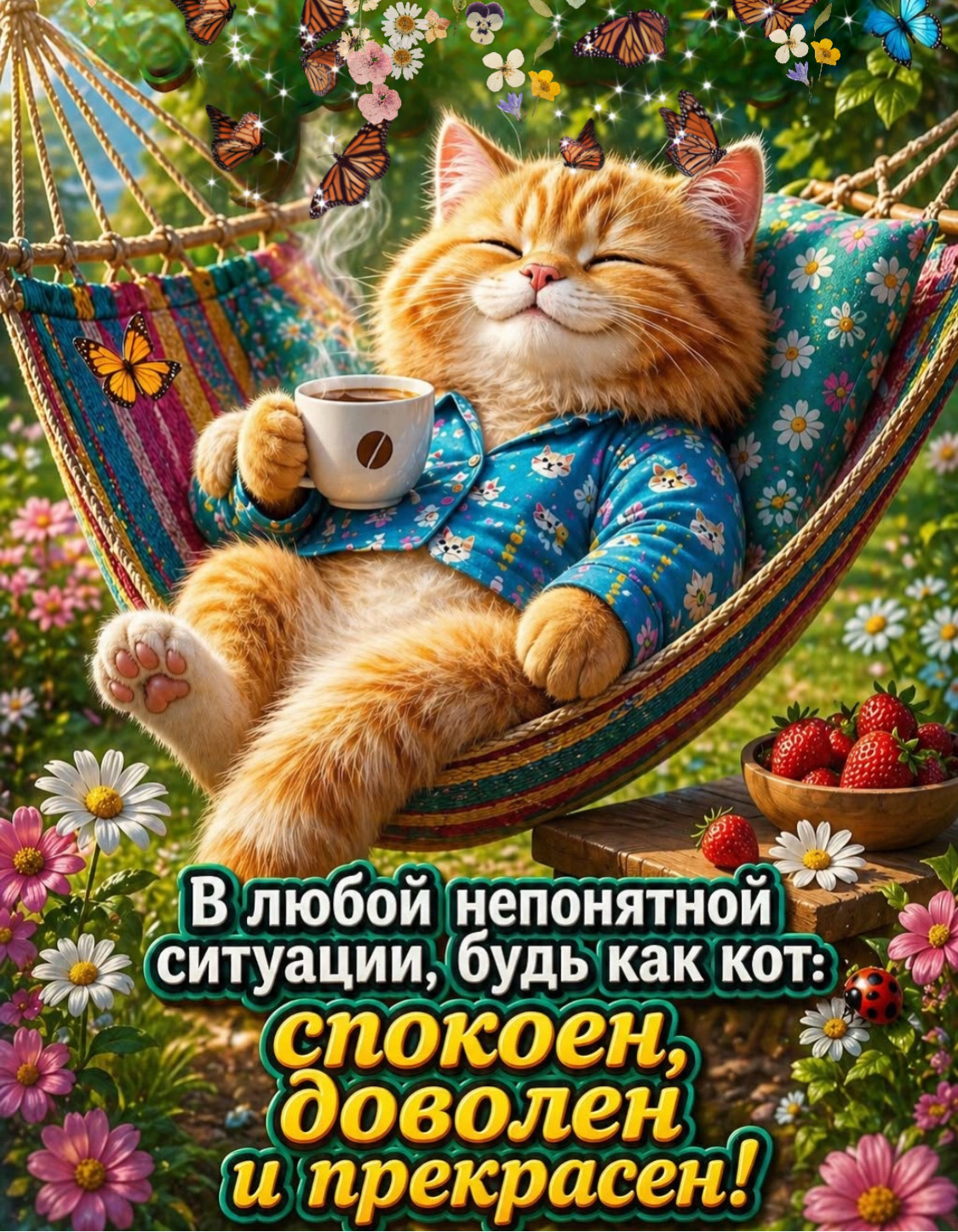 В любой непонятной ситуации, будь как кот: спокоен, доволен и прекрасен!