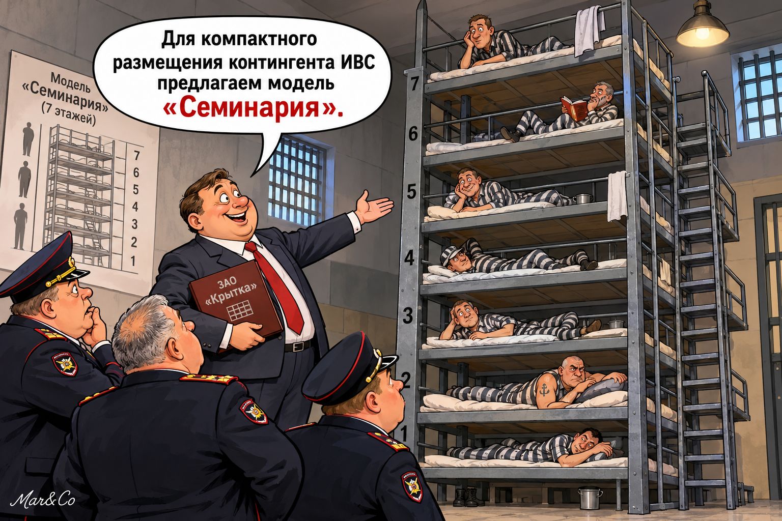 Для компактного размещения контингента ИВС предлагаем модель Семинария. Модель Семинария 7 этажей ЗАО Крытка Mar&Co
