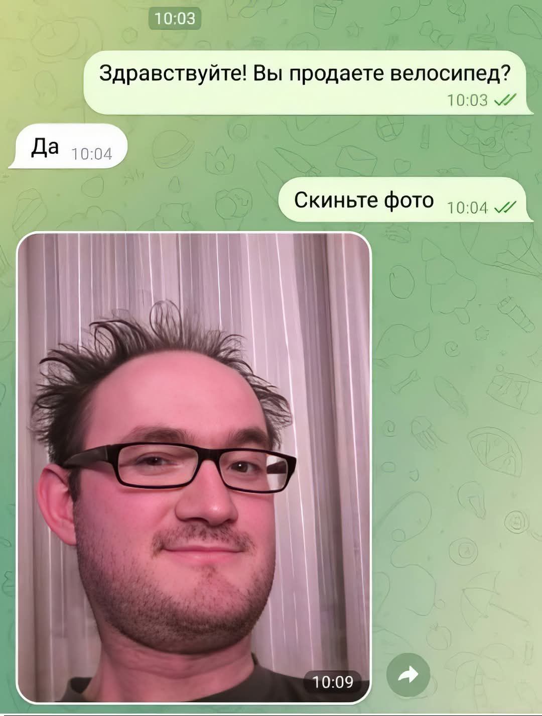 Здравствуйте! Вы продаете велосипед? Да Скиньте фото