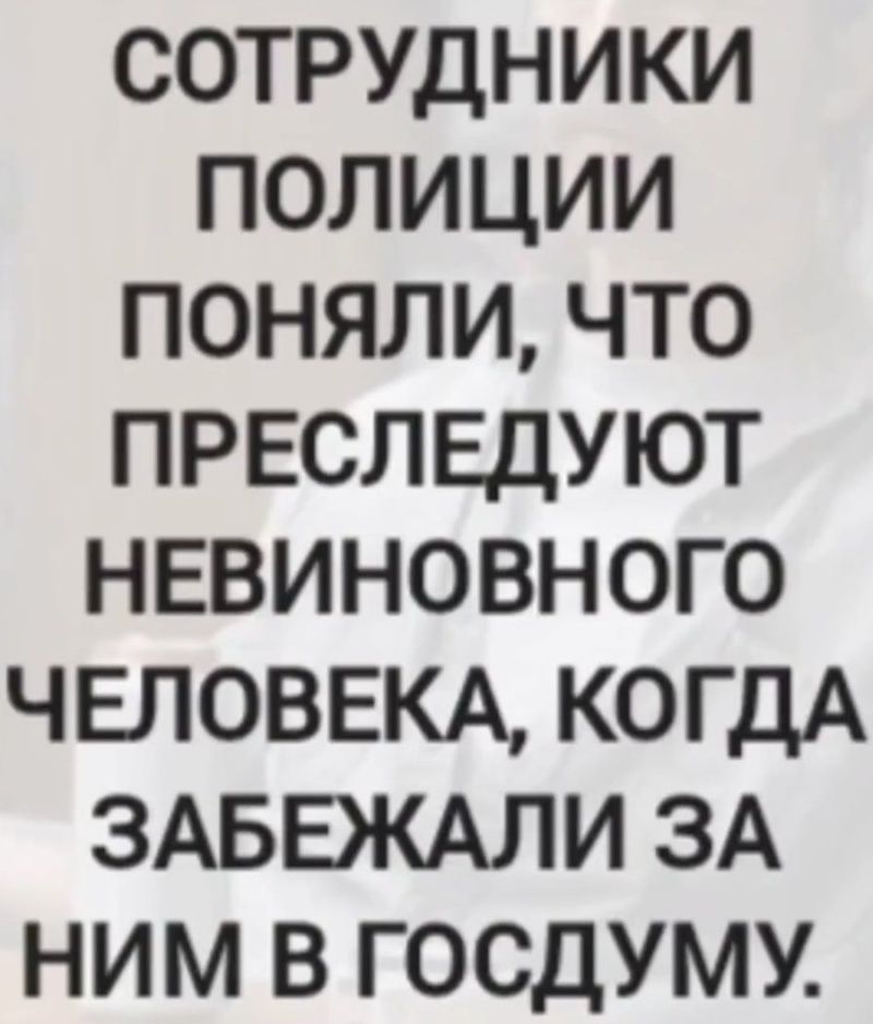 СОТРУДНИКИ ПОЛИЦИИ ПОНЯЛИ, ЧТО ПРЕСЛЕДУЮТ НЕВИНОВНОГО ЧЕЛОВЕКА, КОГДА ЗАБЕЖАЛИ ЗА НИМ В ГОСДУМУ.
