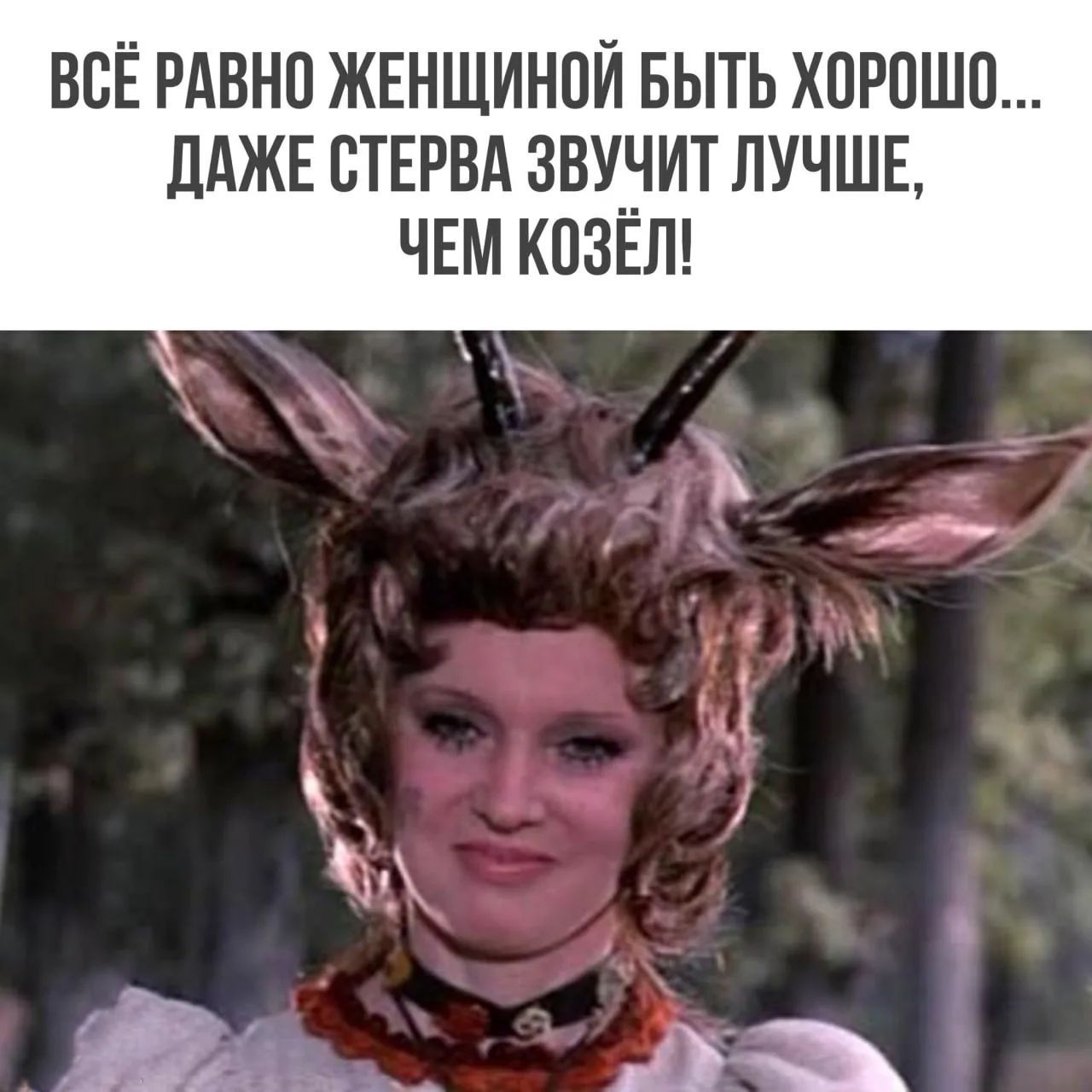 ВСЁ РАВНО ЖЕНЩИНОЙ БЫТЬ ХОРОШО... ДАЖЕ СТЕРВА ЗВУЧИТ ЛУЧШЕ, ЧЕМ КОЗЁЛ!