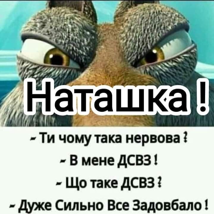 Наташка! ~ Ты почему такая нервная? ~ У меня ДСВЗ! ~ Что такое ДСВЗ? ~ Очень Сильно Все Задолбало!