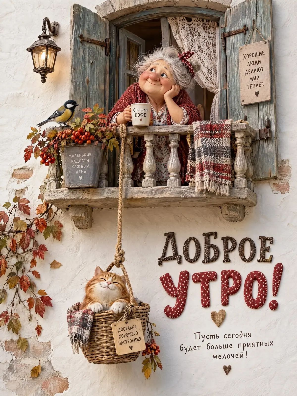 Сначала КОФЕ. МАЛЕНЬКИЕ РАДОСТИ КАЖДЫЙ ДЕНЬ. ДОСТАВКА ХОРОШЕГО НАСТРОЕНИЯ. ДОБРОЕ УТРО! Пусть сегодня будет больше приятных мелочей! ХОРОШИЕ ЛЮДИ ДЕЛАЮТ МИР ТЕПЛЕЕ