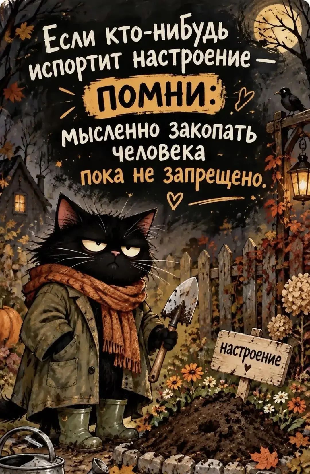 Если кто-нибудь испортит настроение - ПОМНИ: мысленно закопать человека пока не запрещено.